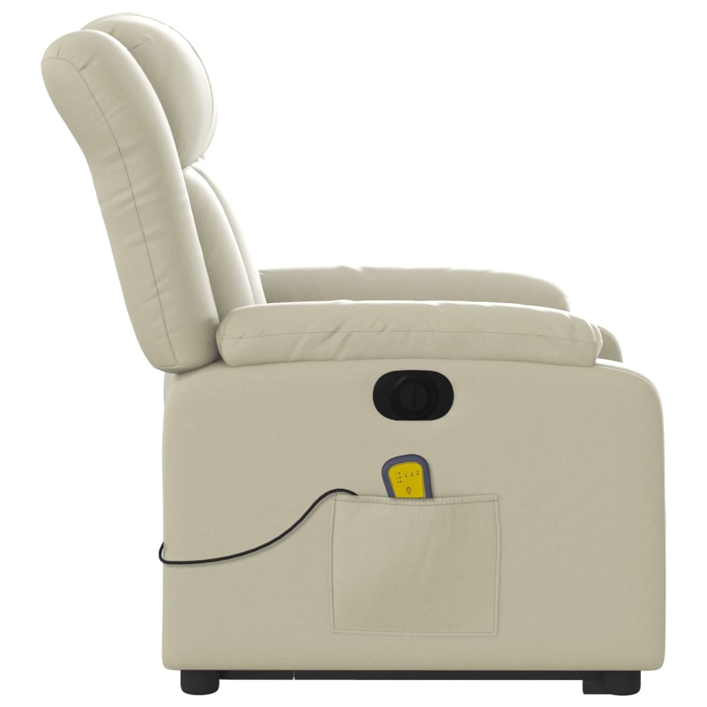 Electric Stand up Massage Recliner Chair Cream Faux Leather