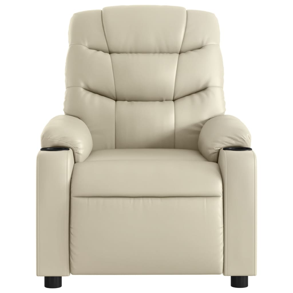 Electric Massage Recliner Chair Cream Faux Leather