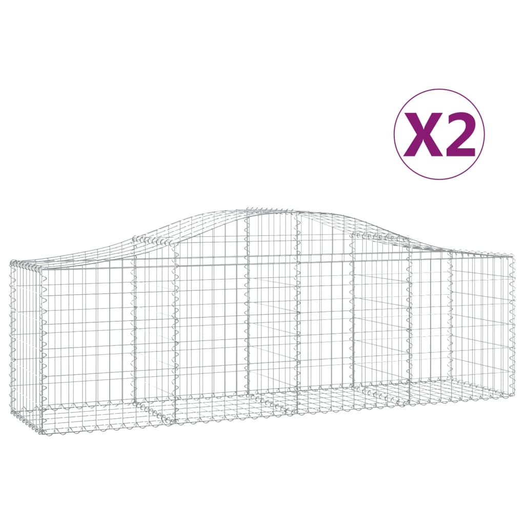 Arched Gabion Baskets 2 pcs 78.7"x19.7"x23.6"/31.5" Galvanized Iron