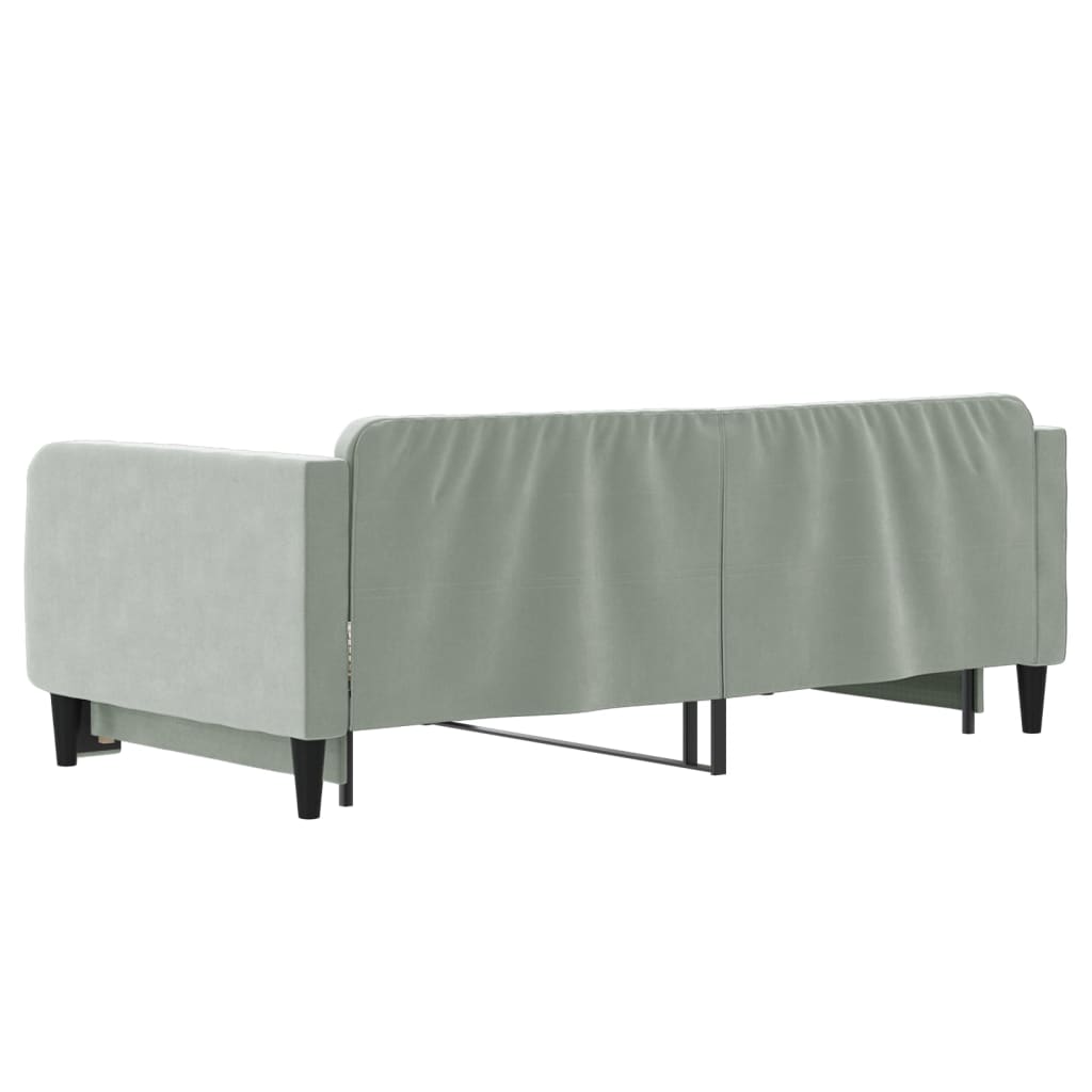 Daybed with Trundle without Mattress Light Gray 39.4"x74.8" Velvet