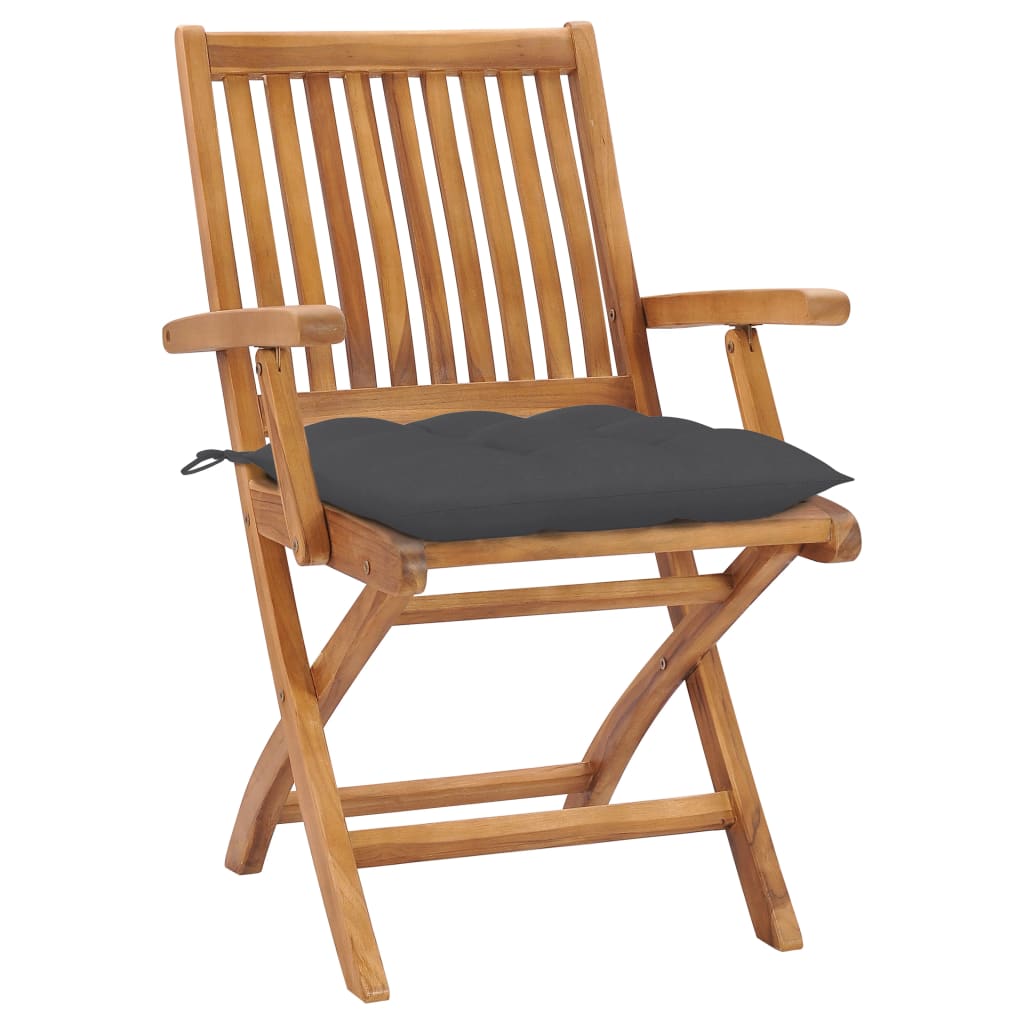 Patio Chairs 2 pcs with Anthracite Cushions Solid Teak Wood