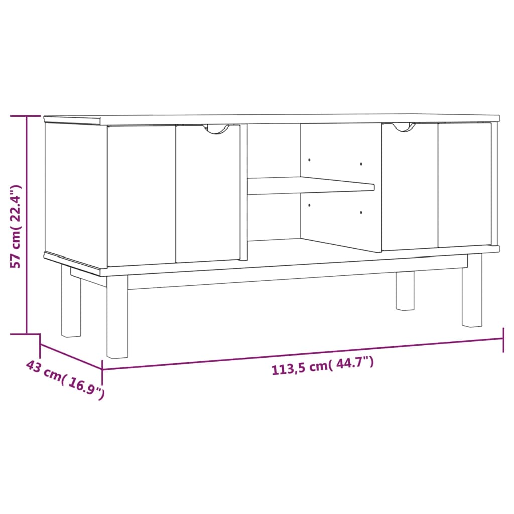 TV Stand OTTA 44.7"x16.9"x22.4" Solid Wood Pine