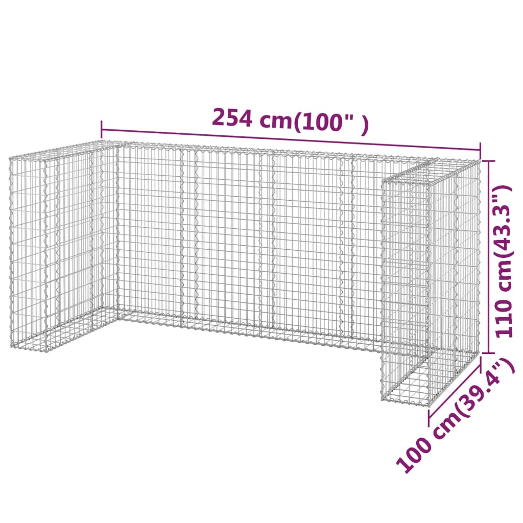 Gabion Wall for Garbage Bins Galvanized Steel 100"x39.4"x43.3"