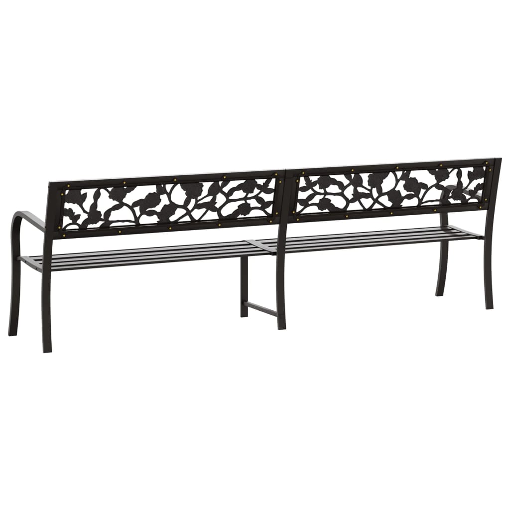 Twin Patio Bench 96.9" Black Steel