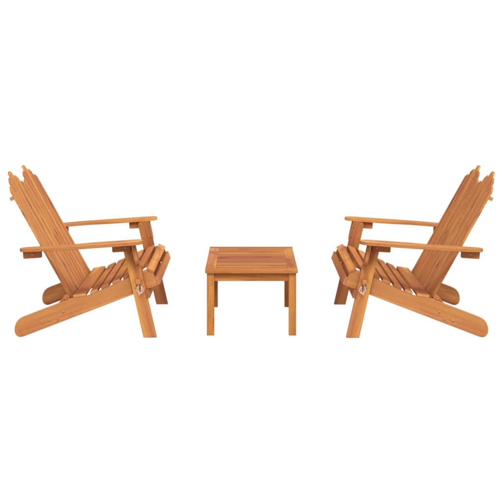 3 Piece Adirondack Patio Lounge Set Solid Wood Acacia