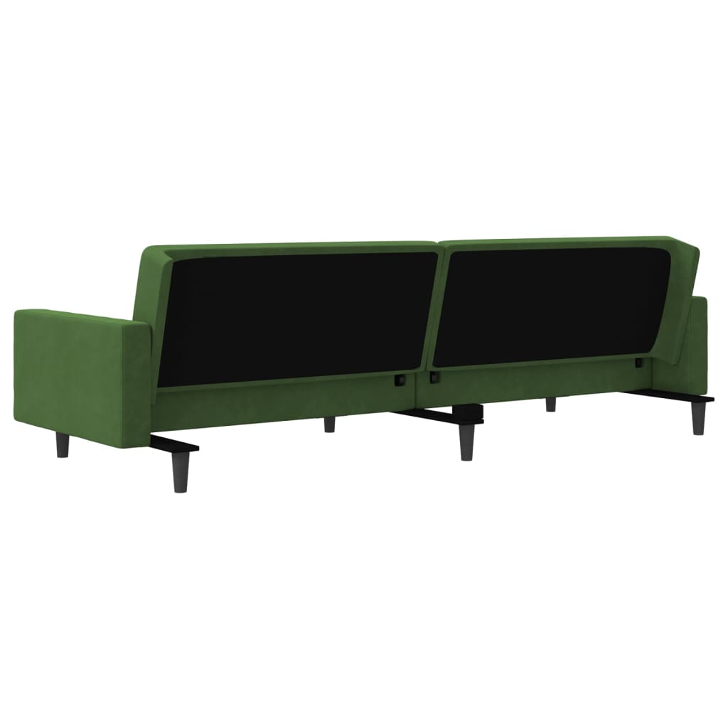 2-Seater Sofa Bed with Two Pillows Dark Green Velvet