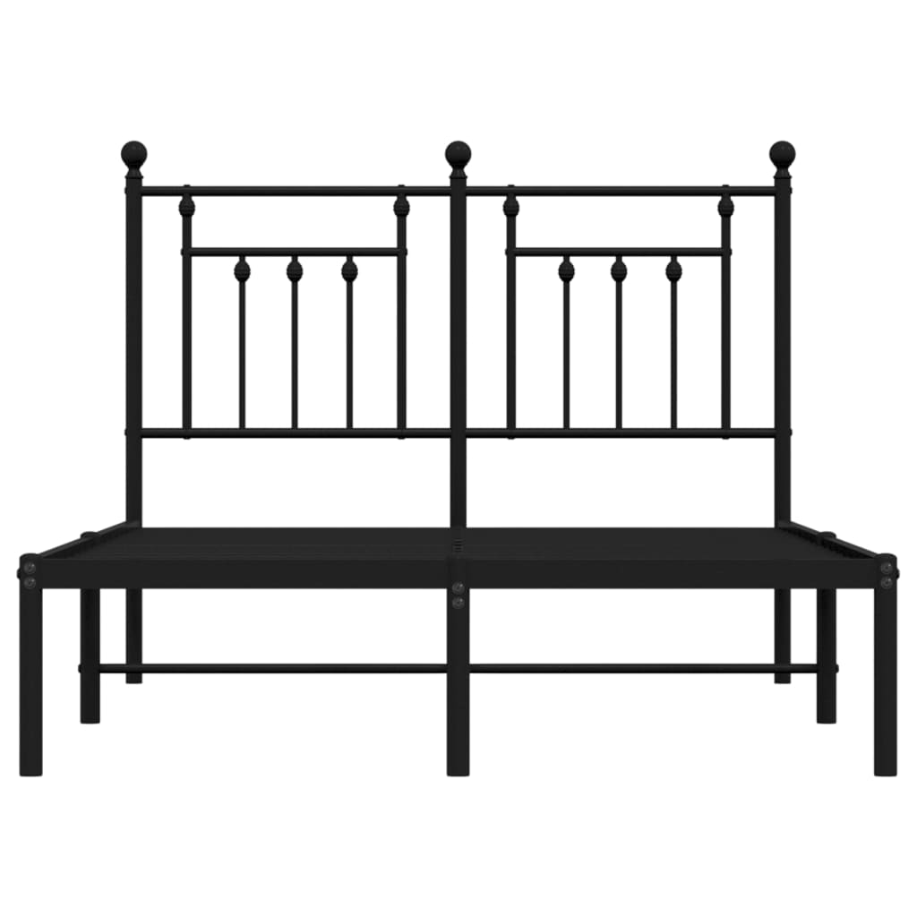 Metal Bed Frame without Mattress with Headboard Black 53.1"x74.8"