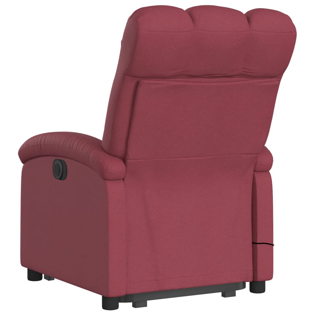 Electric Stand up Massage Recliner Chair Wine Red Fabric