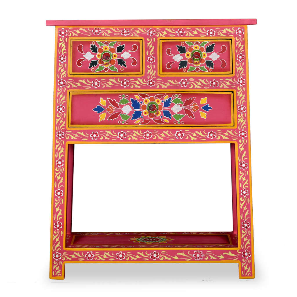 Sideboard with Drawers Pink 23.6"x11.8"x29.9" Solid Wood Mango