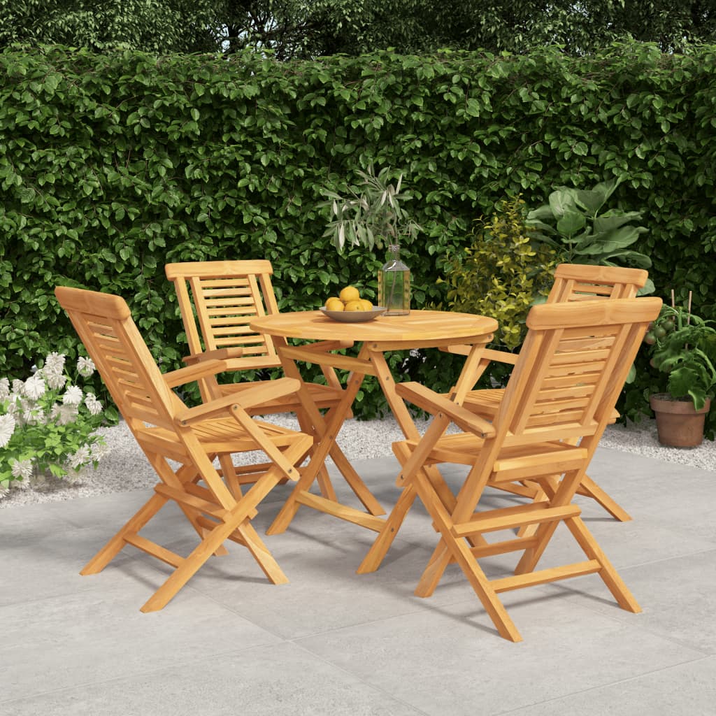 5 Piece Patio Dining Set Solid Wood Teak