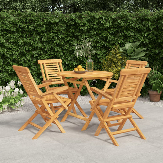 5 Piece Patio Dining Set Solid Wood Teak