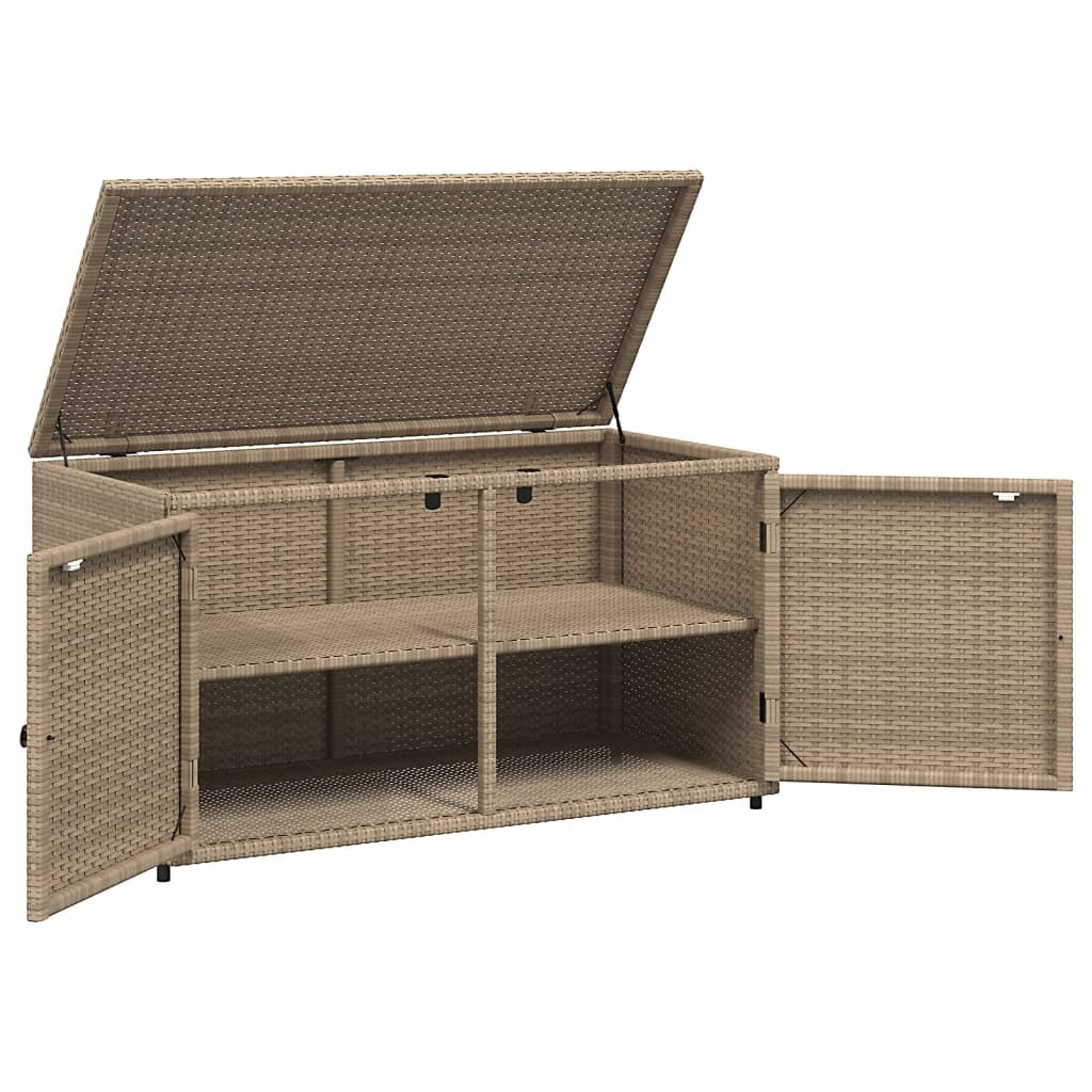 Patio Storage Cabinet Beige 43.3"x21.7"x23.8" Poly Rattan