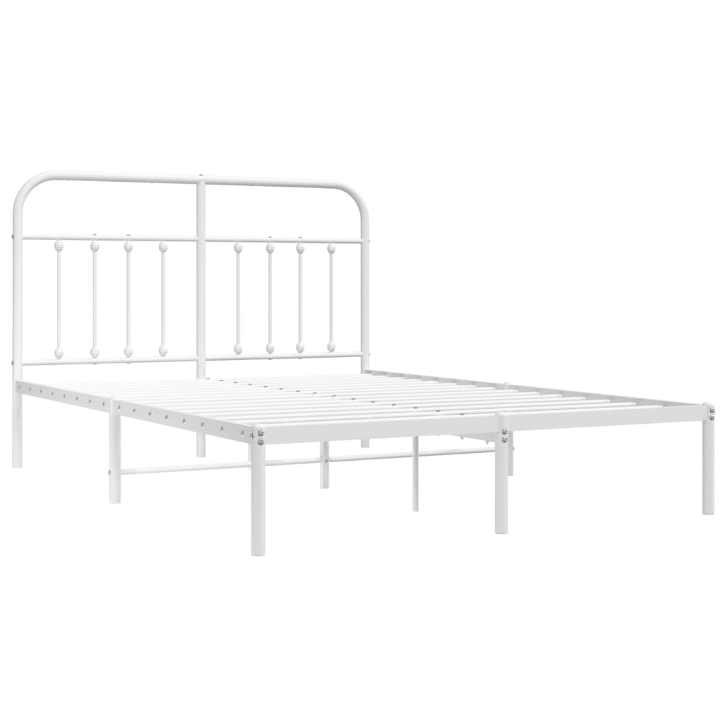 Metal Bed Frame without Mattress with Headboard White 59.1"x78.7"