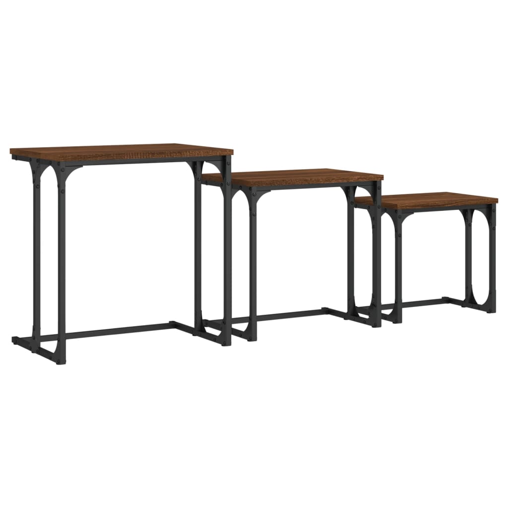 Nesting Coffee Tables 3 pcs Brown Oak Engineered Wood