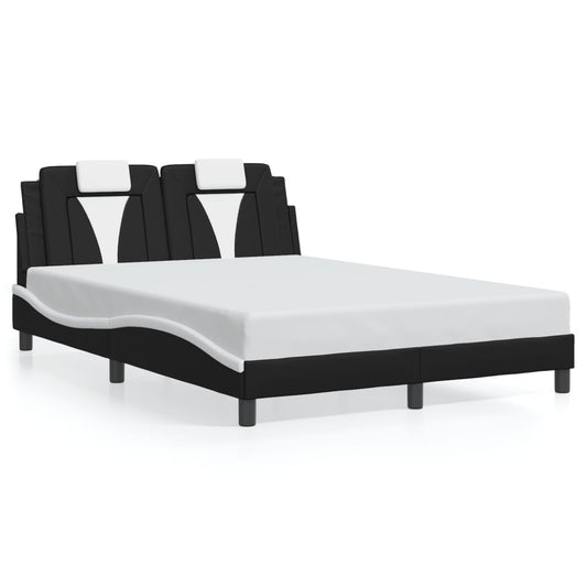 Bed Frame with LED without Mattress Black and White 53.9"x74.8"