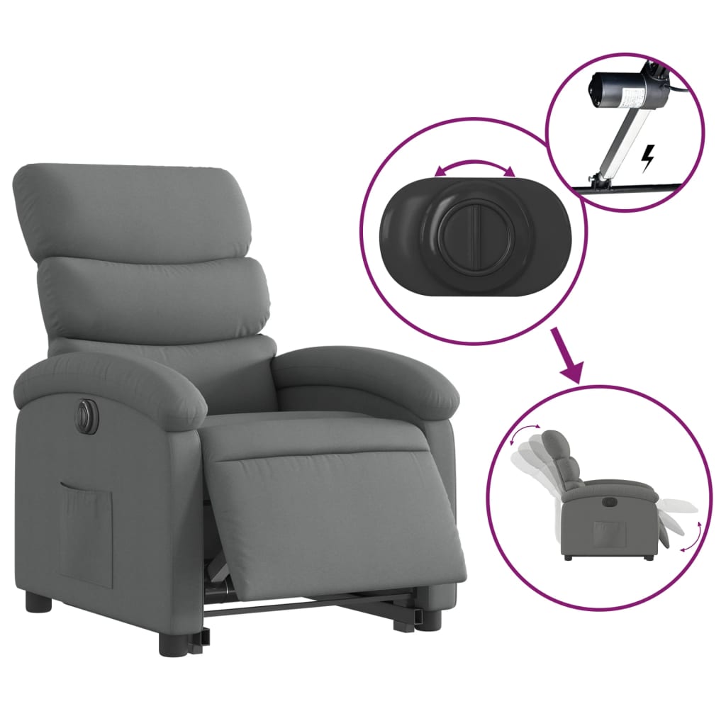 Electric Stand up Recliner Chair Dark Gray Fabric