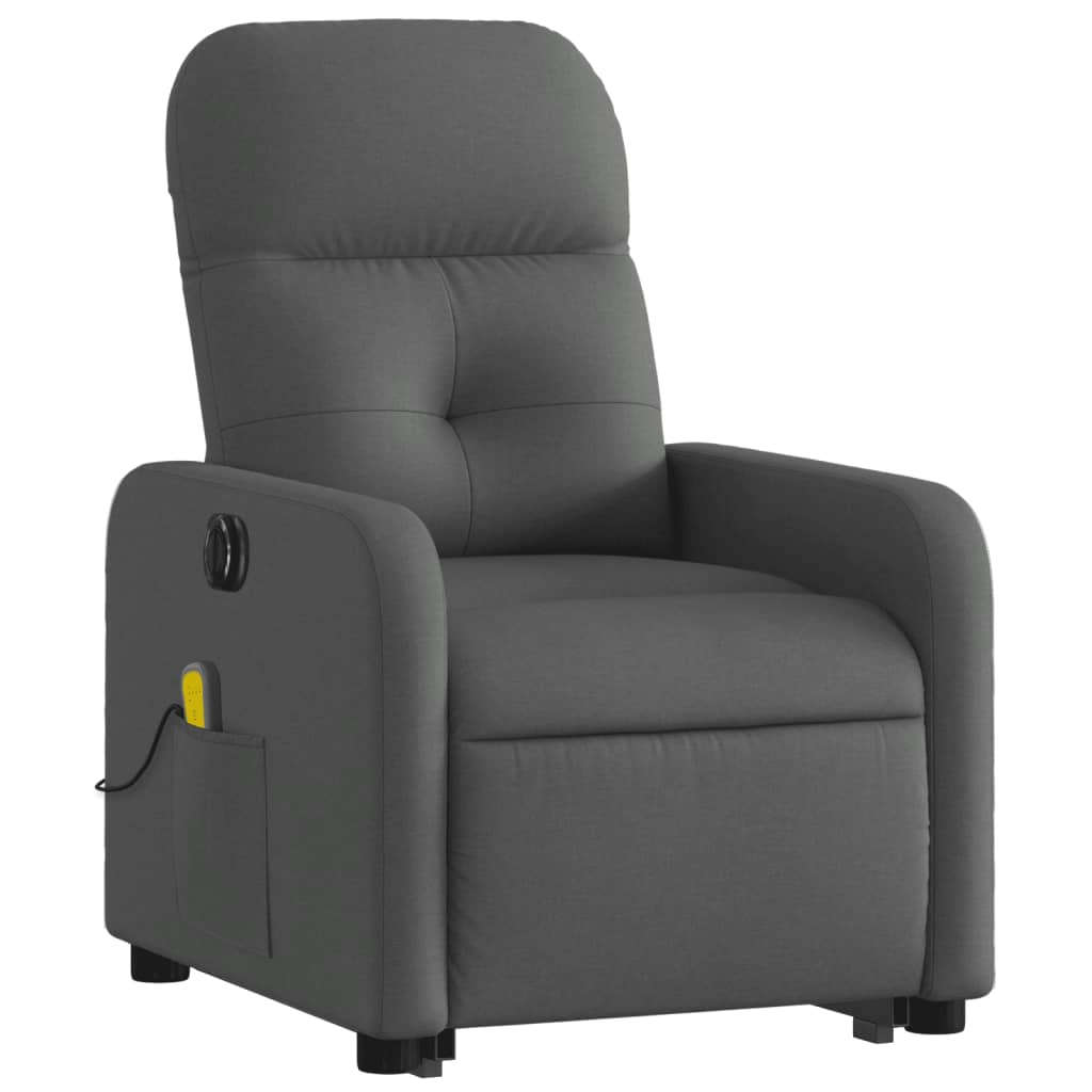 Electric Stand up Massage Recliner Chair Dark Gray Fabric