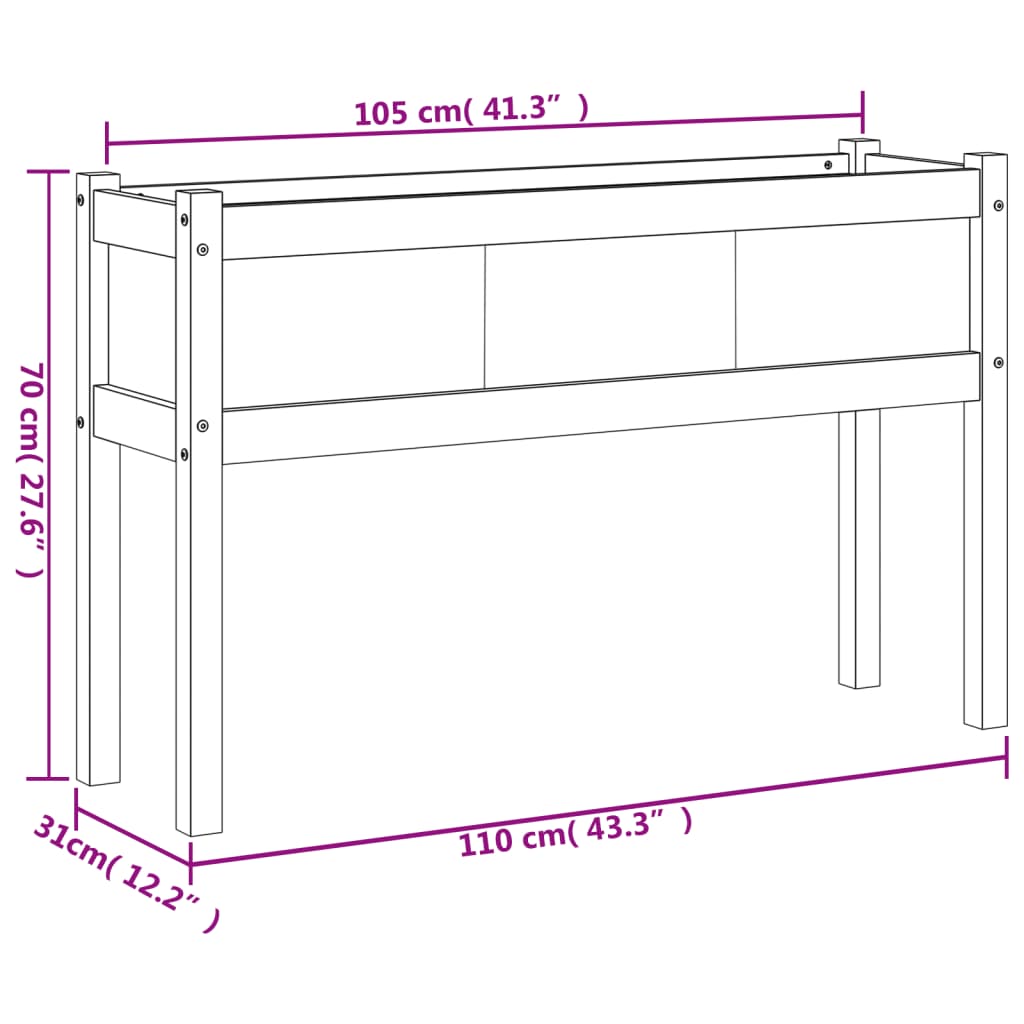 Garden Planter with Legs 43.3"x12.2"x27.6" Impregnated Wood Pine