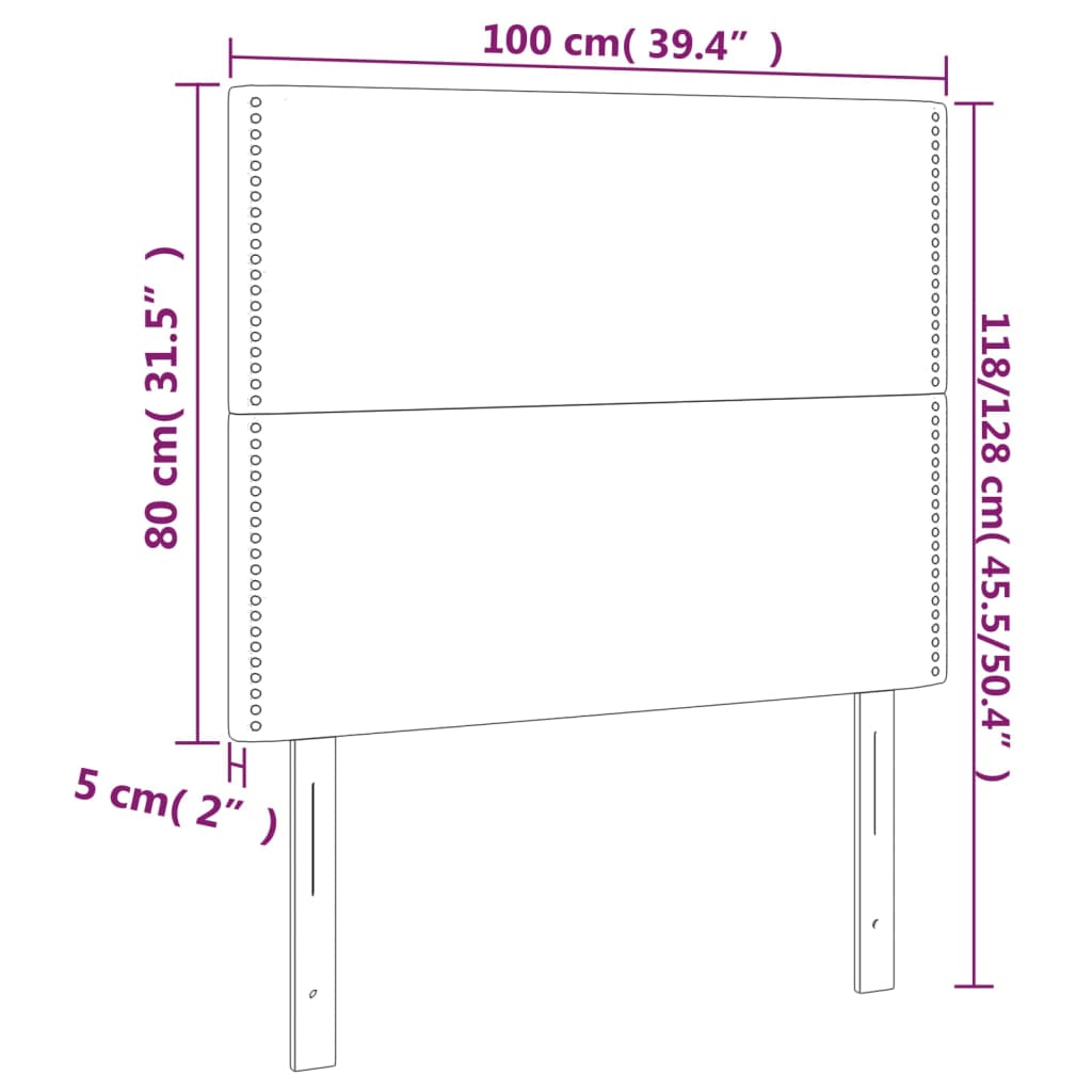 Headboards 2 pcs Light Gray 39.4"x2"x30.7"/34.6" Fabric