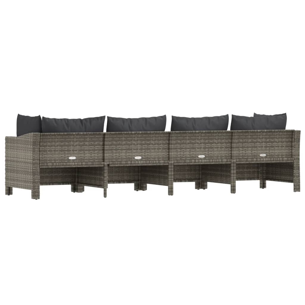 4 Piece Patio Lounge Set with Cushions Gray Poly Rattan