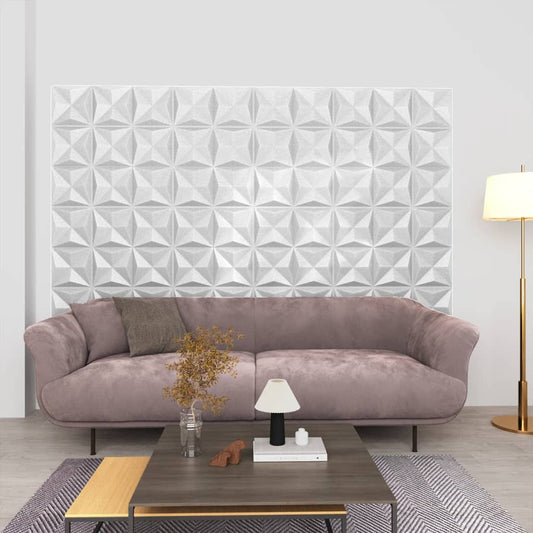 3D Wall Panels 48 pcs 19.7"x19.7" Origami White 129.2 ft²