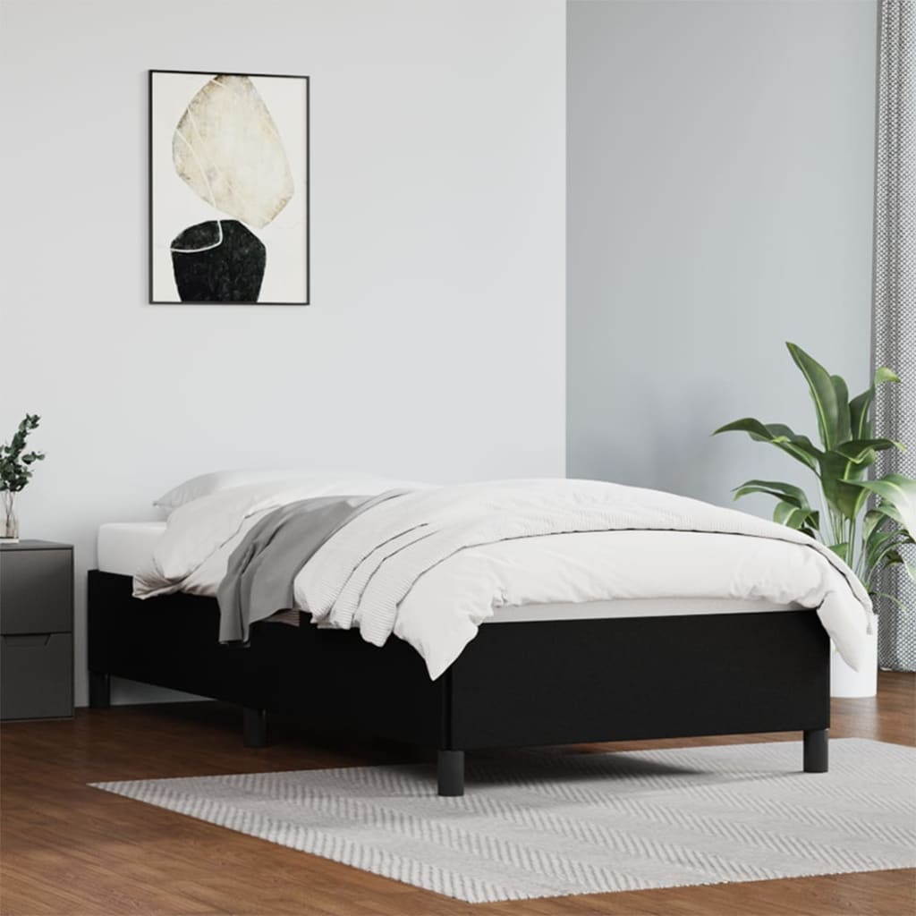 Bed Frame without Mattress Black 39.4"x74.8" Twin Faux Leather