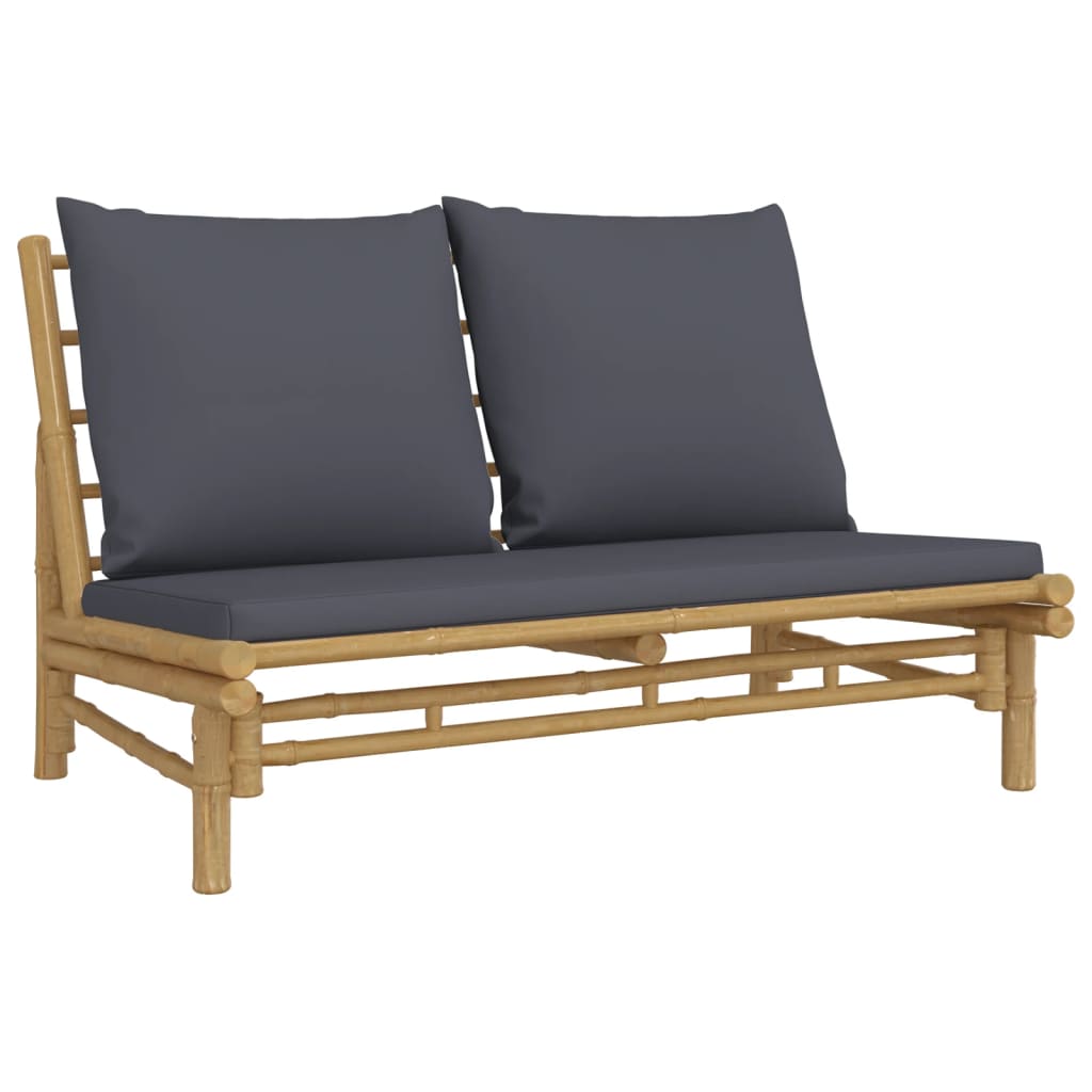 4 Piece Patio Lounge Set with Dark Gray Cushions Bamboo