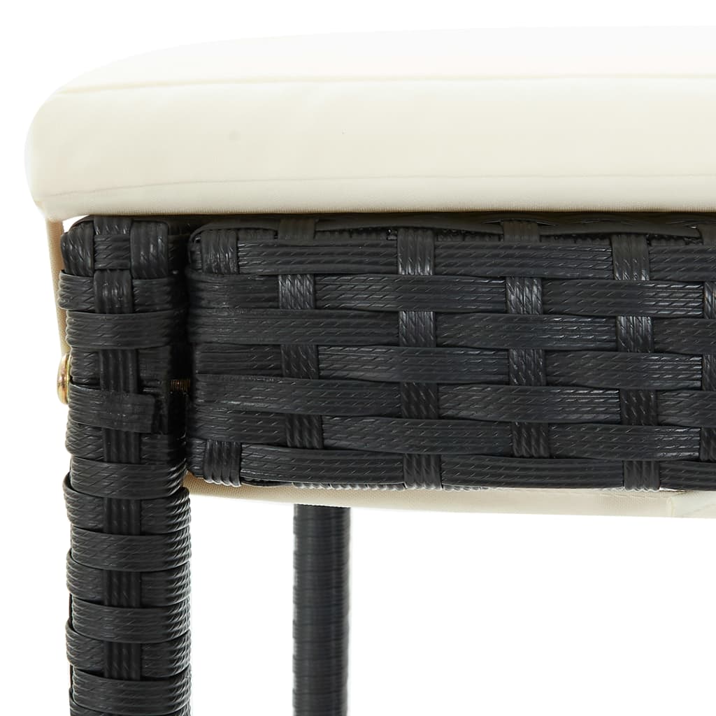 Garden Bar Stools with Cushions 4 pcs Black Poly Rattan