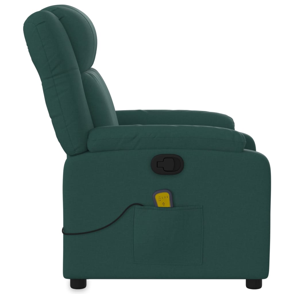 Massage Recliner Chair Dark Green Fabric