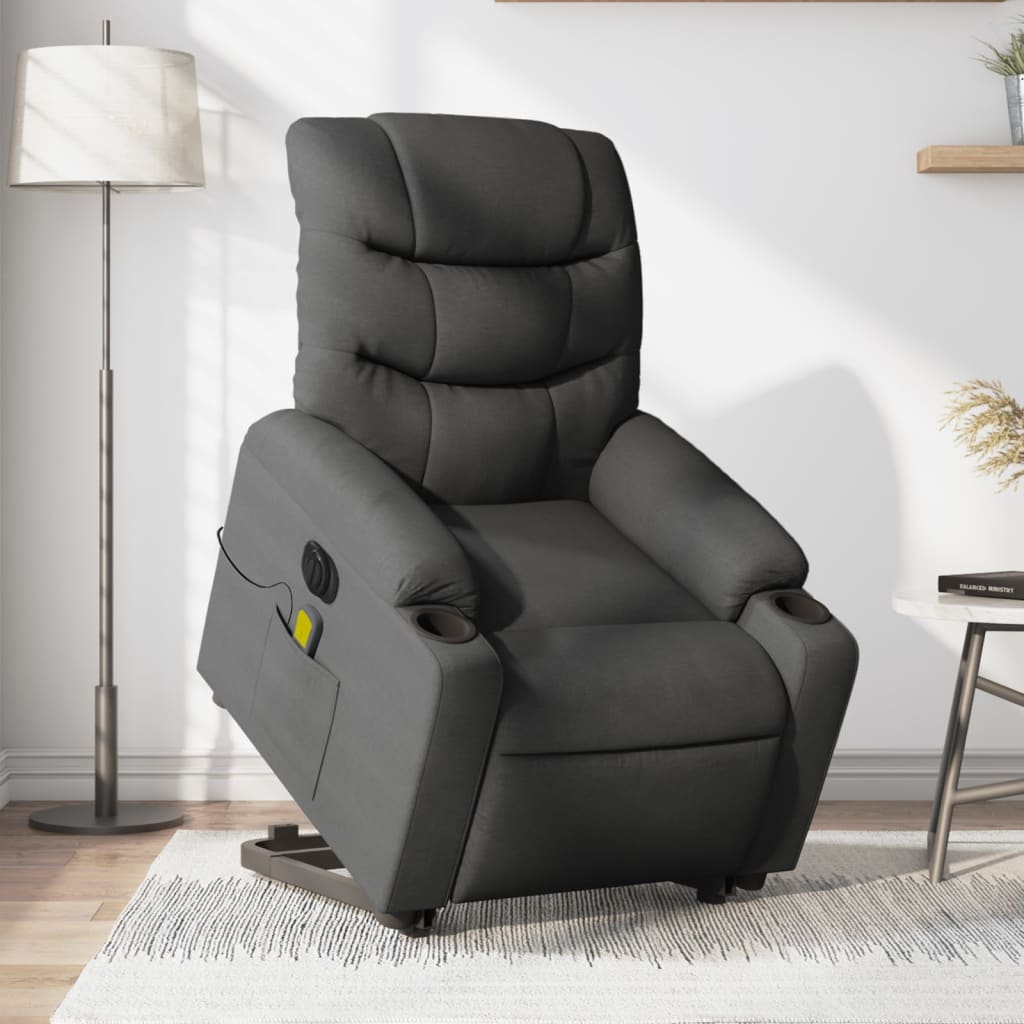 Electric Stand up Massage Recliner Chair Dark Gray Fabric