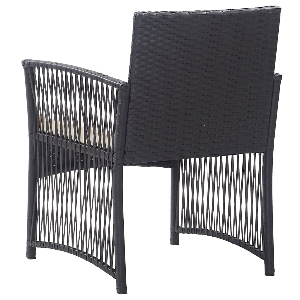 Patio Armchairs with Cushions 2 pcs Black Poly Rattan