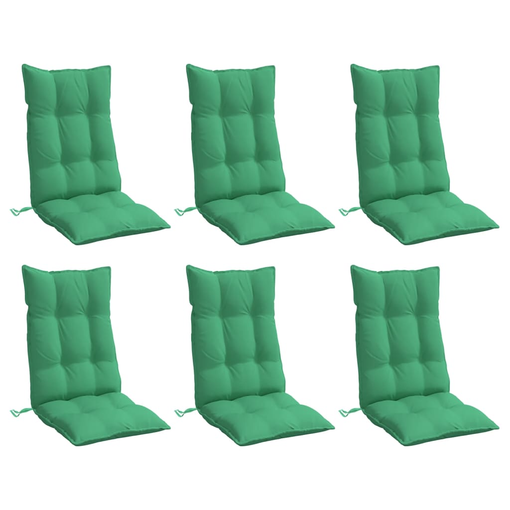 Highback Chair Cushions 6 pcs Green Oxford Fabric