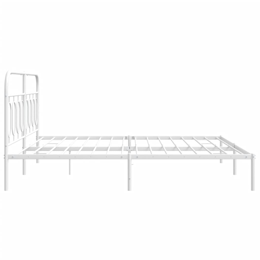 Metal Bed Frame without Mattress with Headboard White 76"x79.9"