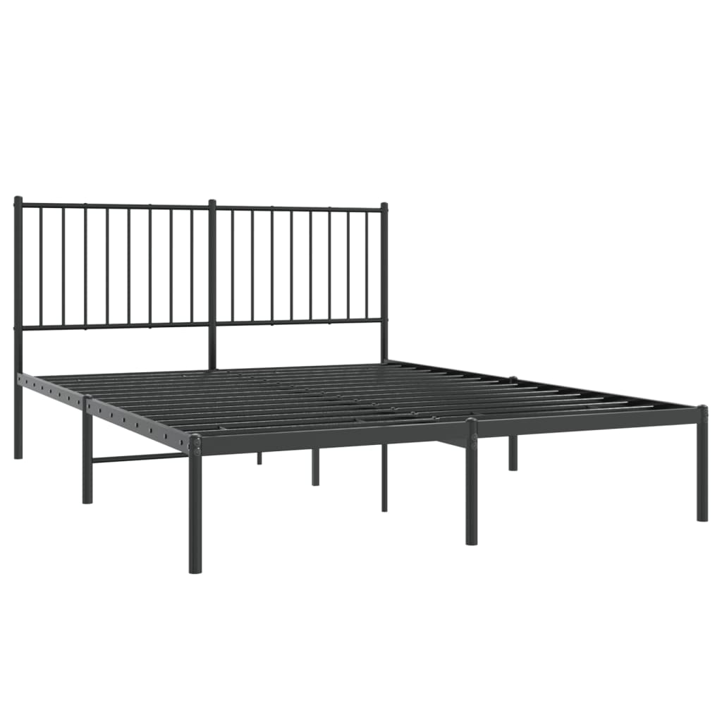 Metal Bed Frame without Mattress with Headboard Black 53.1"x74.8"