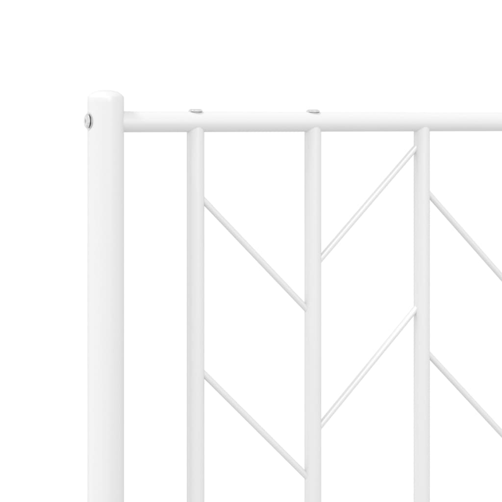 Metal Bed Frame without Mattress with Footboard White 76"x79.9"