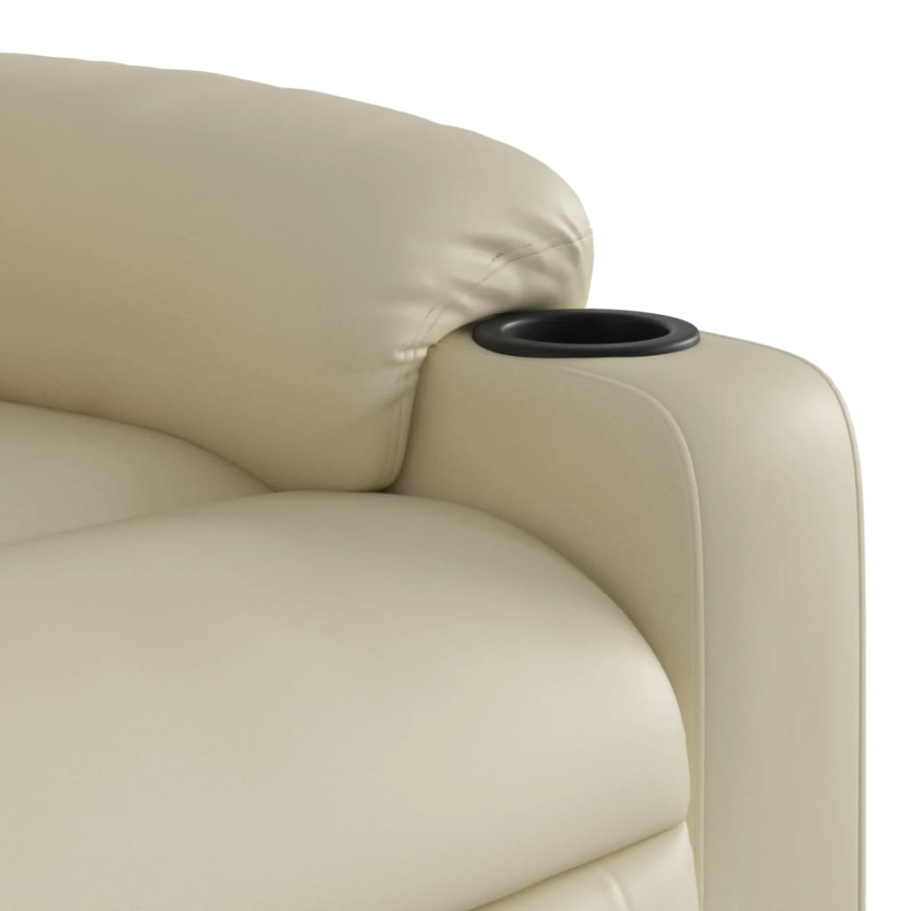 Stand up Massage Recliner Chair Cream Faux Leather