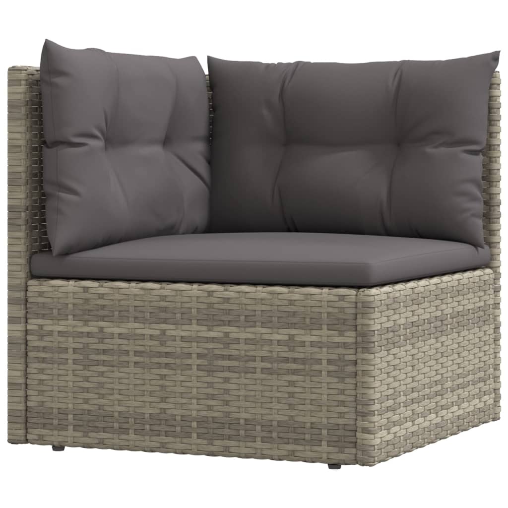 4 Piece Patio Lounge Set with Cushions Gray Poly Rattan