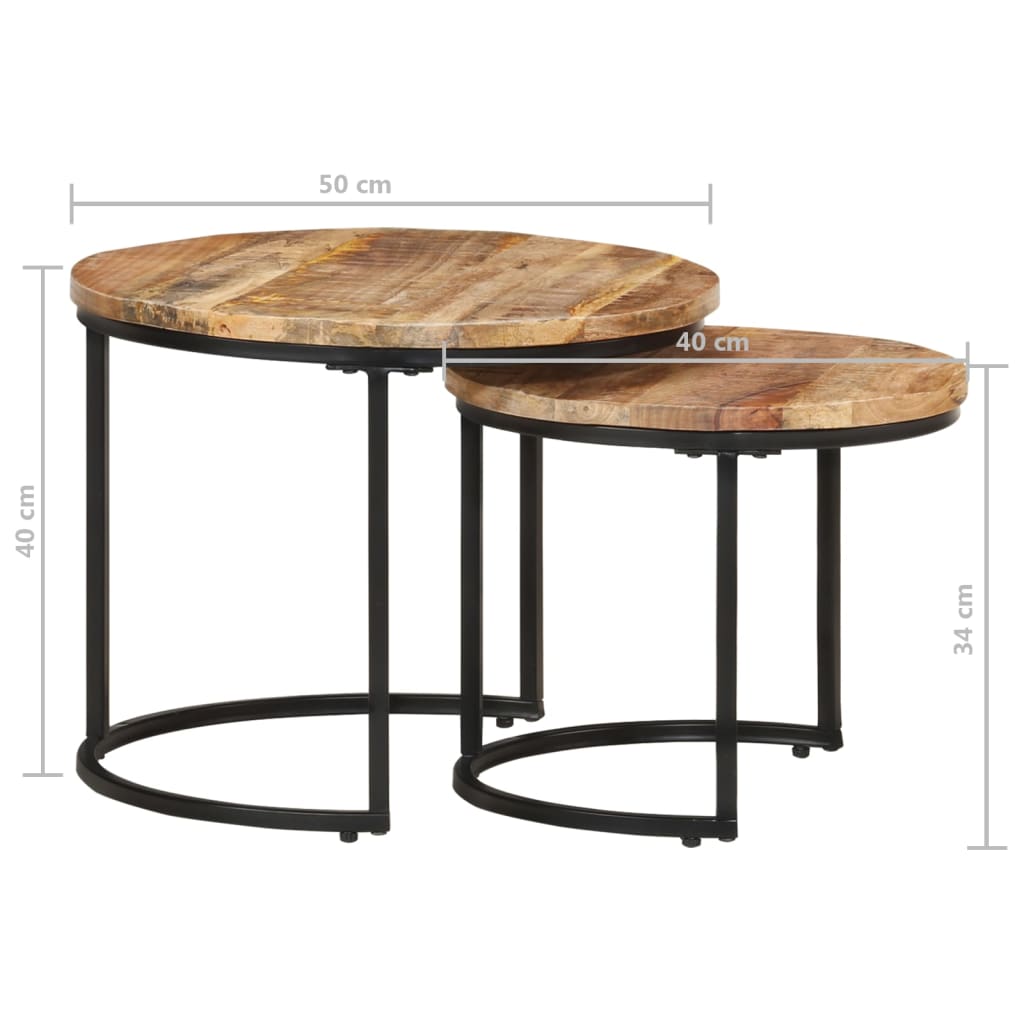 Nesting Tables 2 pcs Rough Mango Wood