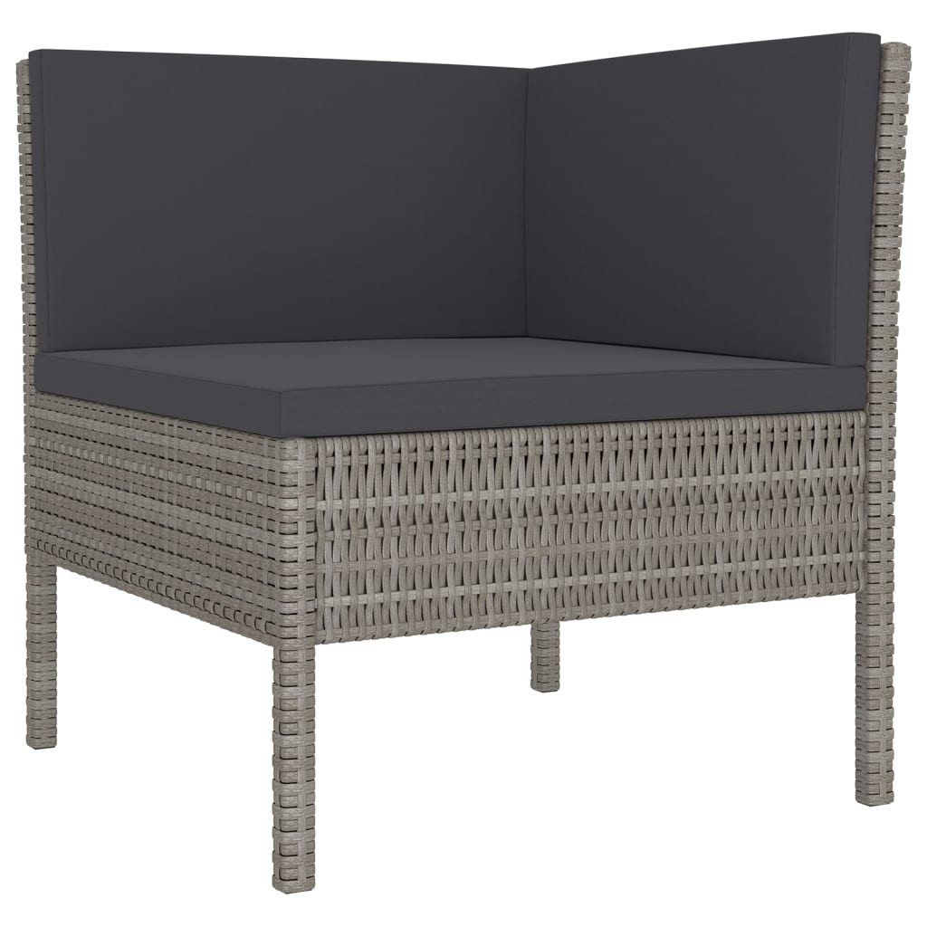 8 Piece Patio Lounge Set with Cushions Poly Rattan Gray