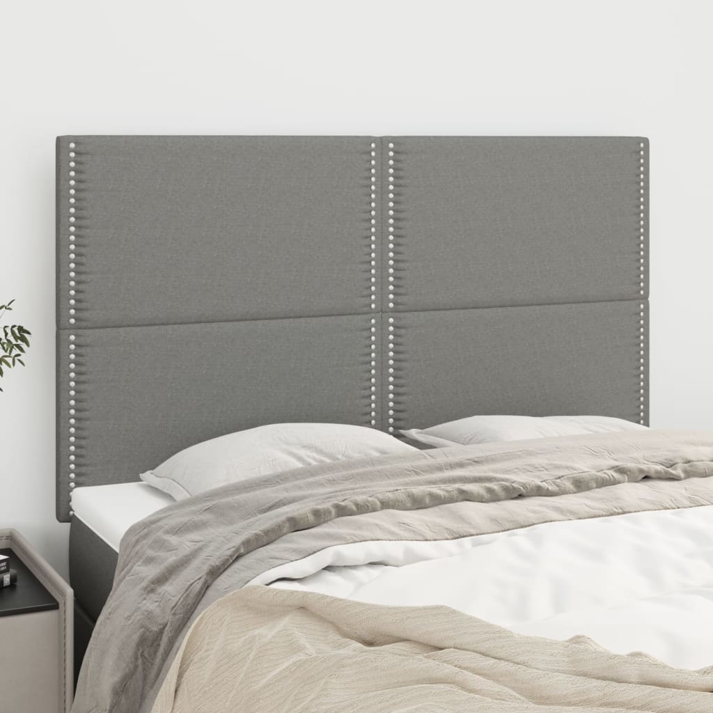 Headboards 4 pcs Dark Gray 28.3"x2"x30.7"/34.6" Fabric