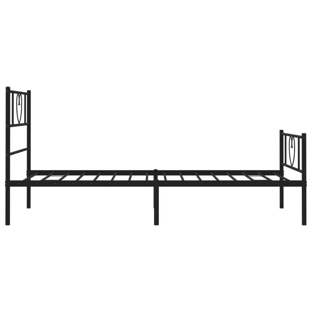 Metal Bed Frame without Mattress with Footboard Black 39.4"x78.7"