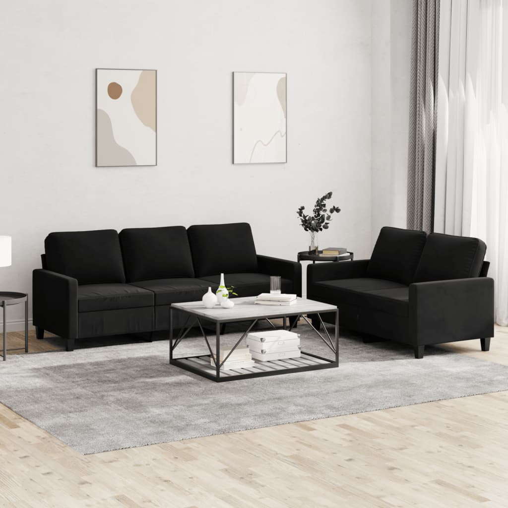 2 Piece Sofa Set with Cushions Dark Gray Velvet