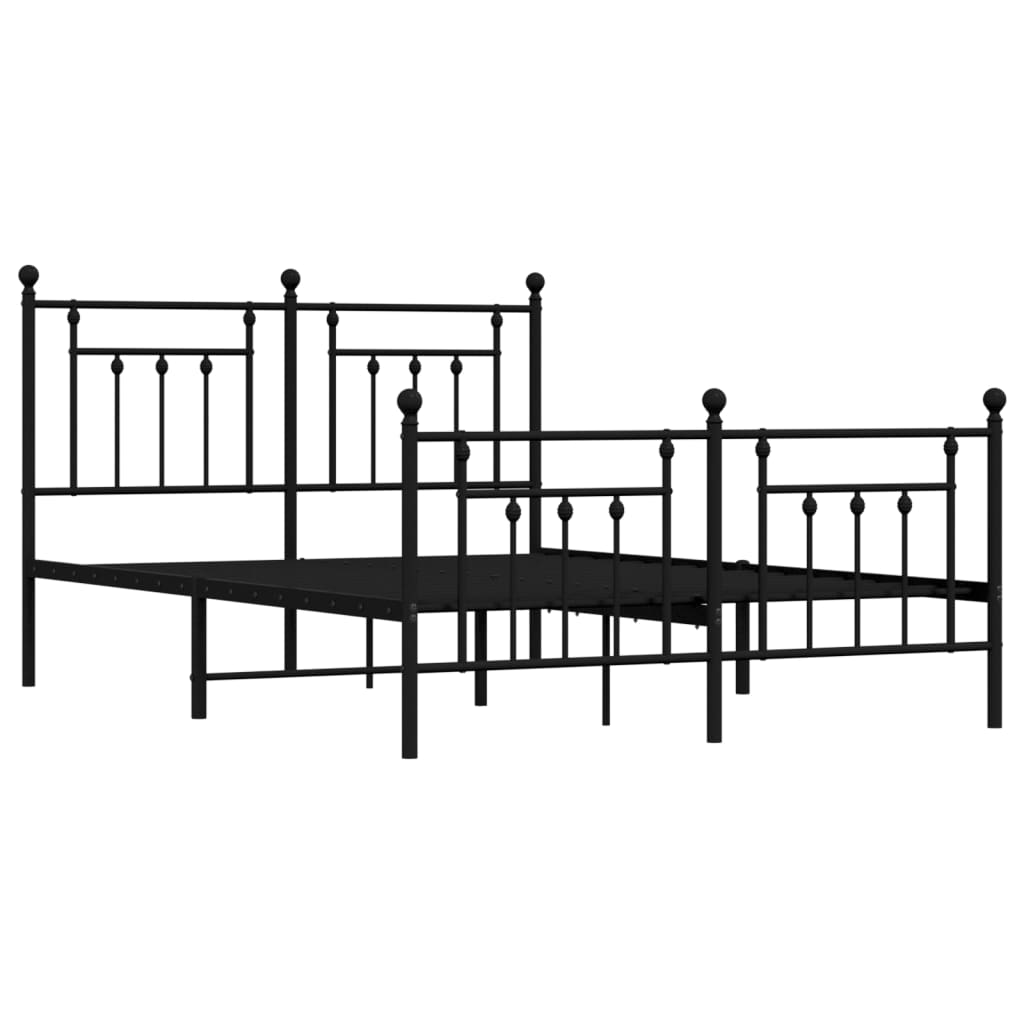 Metal Bed Frame without Mattress with Footboard Black 59.1"x78.7"