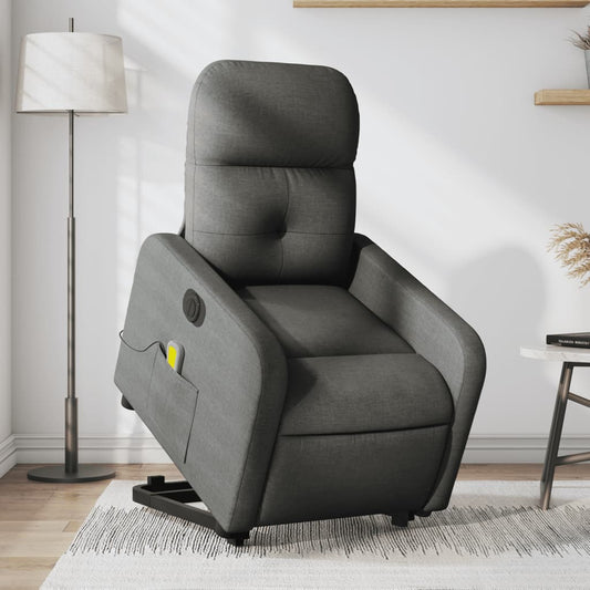 Electric Stand up Massage Recliner Chair Dark Gray Fabric