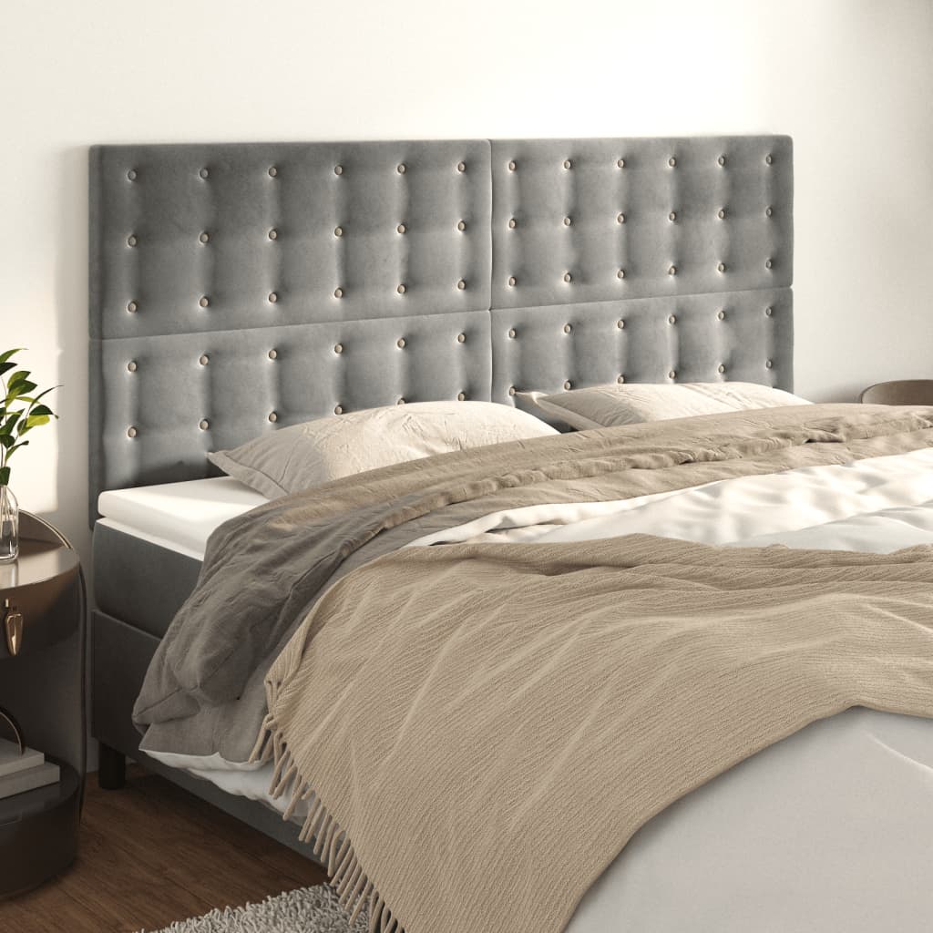 Headboards 4 pcs Light Gray 39.4"x2"x30.7"/34.6" Velvet