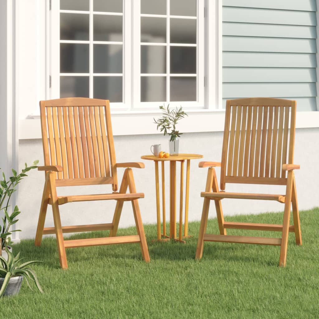 Reclining Patio Chairs 2 pcs Solid Wood Teak