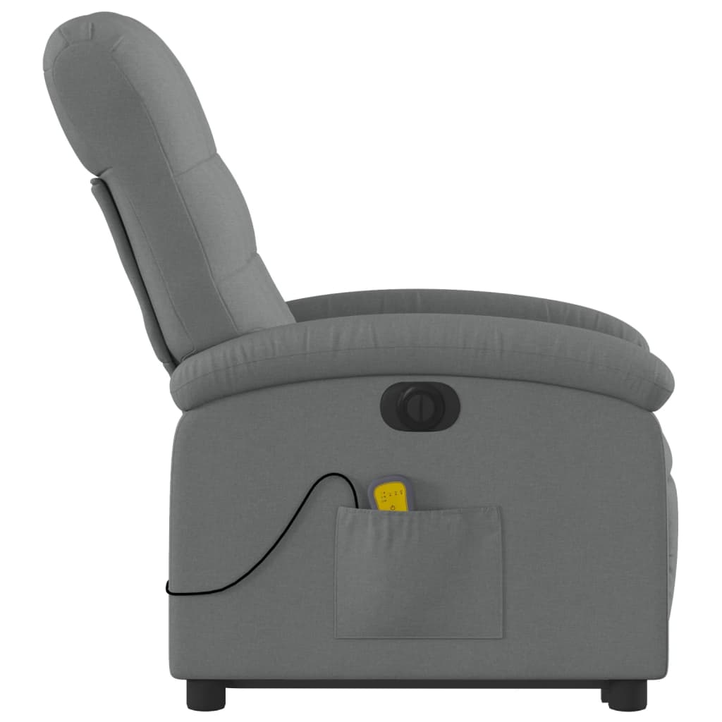 Electric Stand up Massage Recliner Chair Dark Gray Fabric