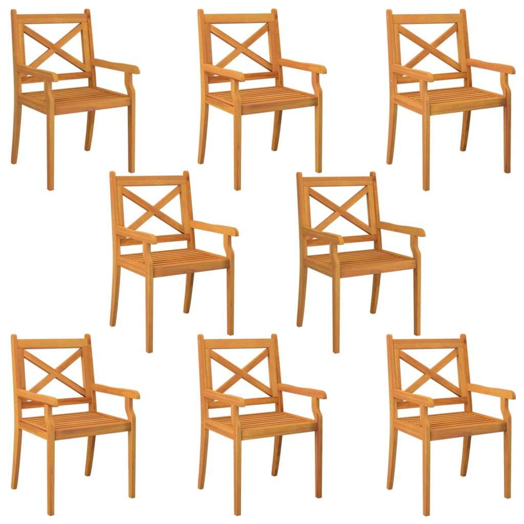 Patio Dining Chairs 8 pcs Solid Wood Acacia