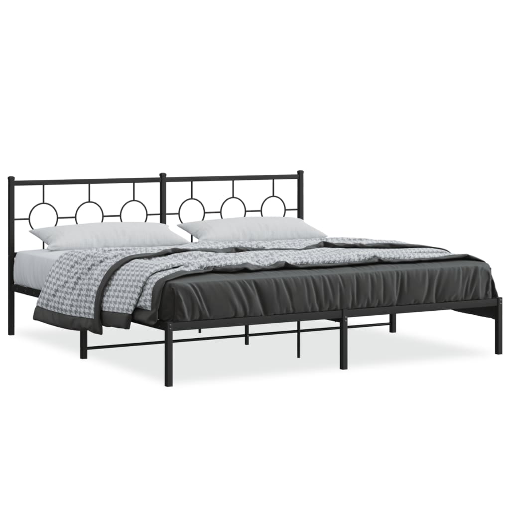 Metal Bed Frame without Mattress with Headboard Black 76"x79.9"