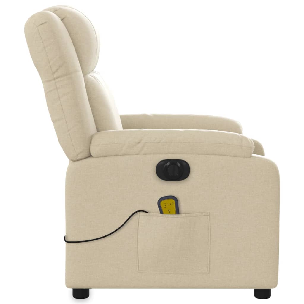 Electric Massage Recliner Chair Cream Fabric